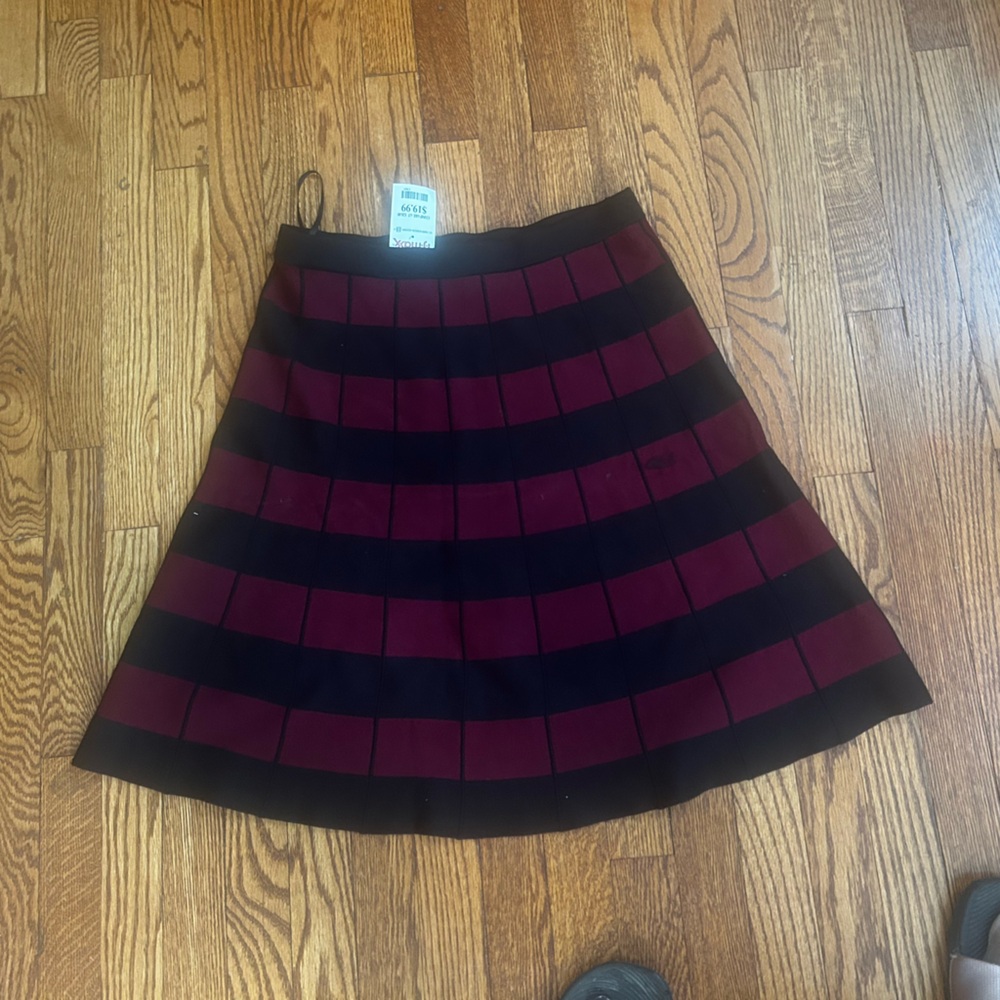 Black and Red Striped sweater skirt.